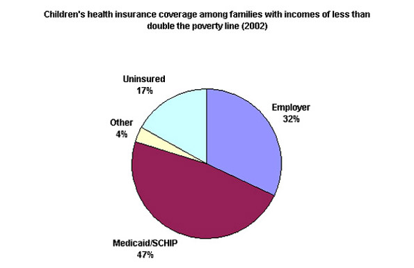 Children's health insurance coverage among families with incomes of less than double the poverty line (2002)