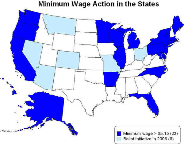 Minimum wage action in the states